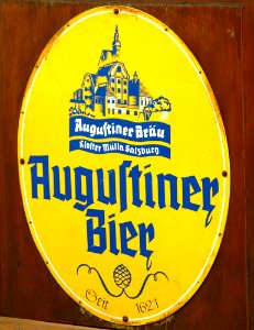 Werbeschild Augustiner Bräu Salzburg