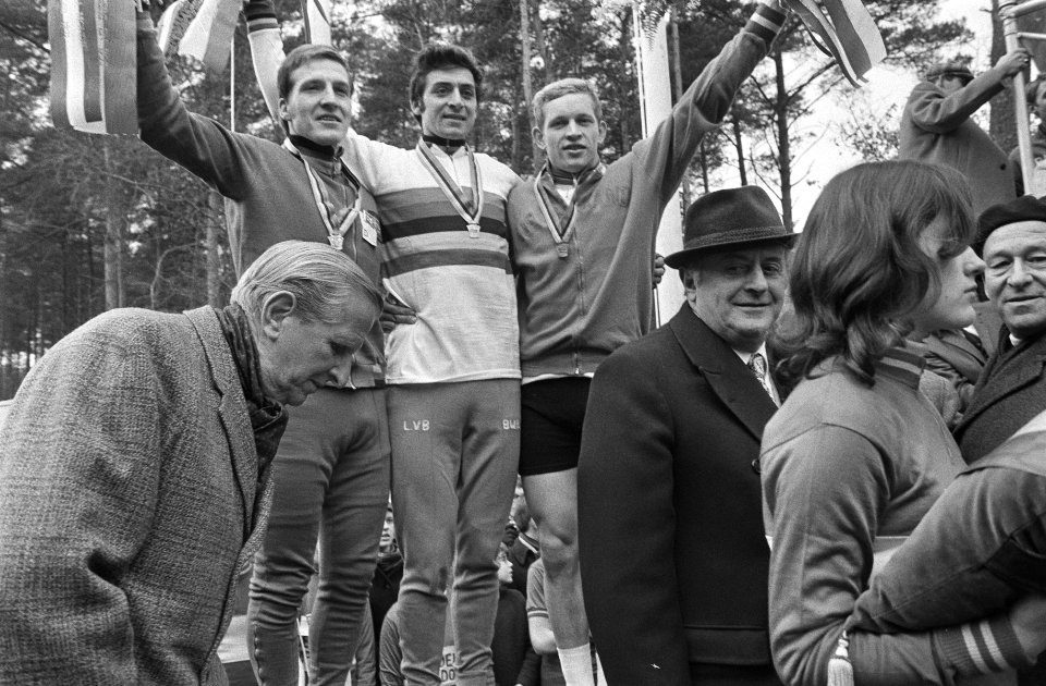 Wereldkampioenschappen veldrijden op de fiets, Apeldoorn v.l.n.r. Ubding, Verme, Bestanddeelnr 924-3114