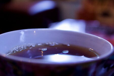 Macro tea cup bubbles