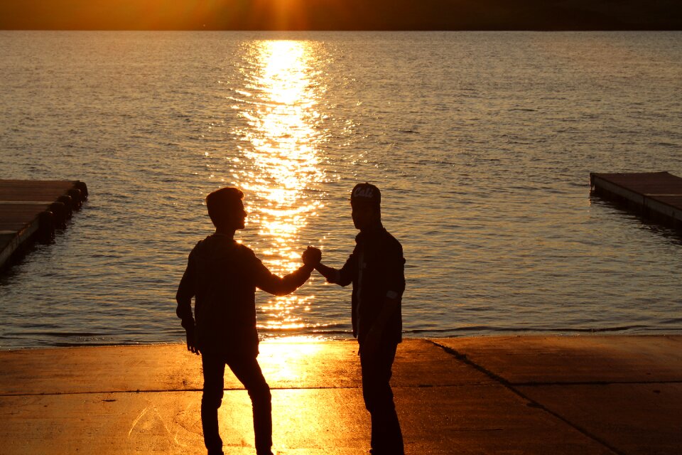 Hands sunset evening