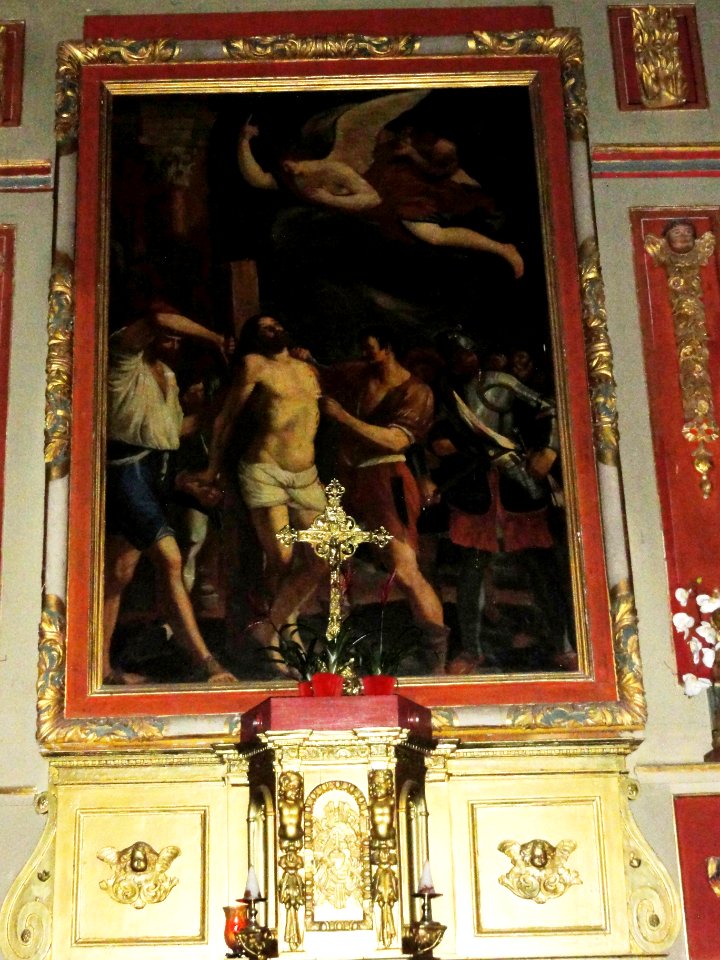 Bassussarry autel avec tabernacle et tableau crucifixion