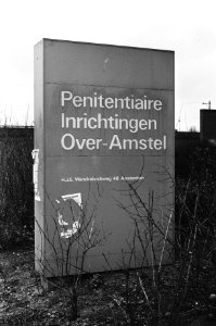 Bijlmerbajes in Amsterdam, Bord Penitentiaire Inrichtingen Over Amstel, Bestanddeelnr 931-8921