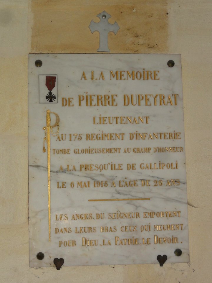 Bayon-sur-Gironde, Église Notre-Dame, plaquette memorial de guerre