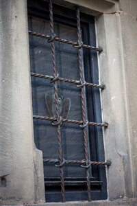 Old grid barred window photo