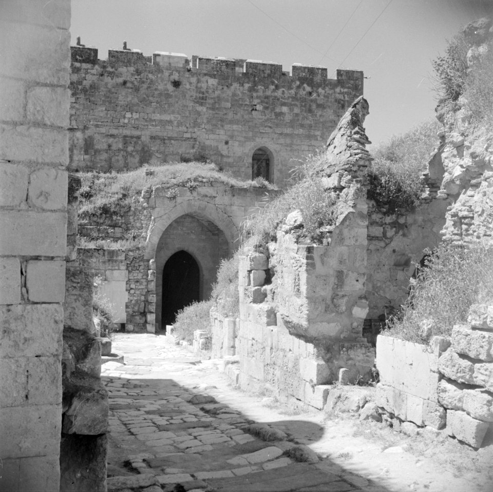 In de citadel van Aleppo Zicht op ruines, Bestanddeelnr 255-5953