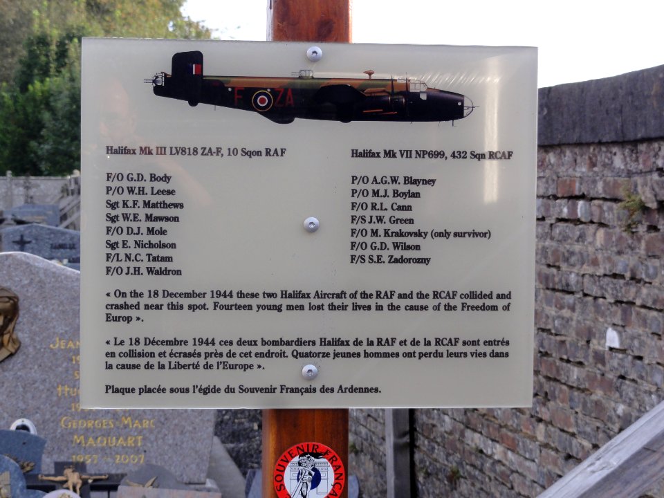 Taillette (Ardennes) RAF war graves memorial texte