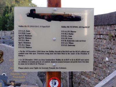 Taillette (Ardennes) RAF war graves memorial texte