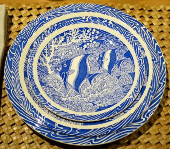Tableware in 'Coral Reef' pattern, Vernon Kilns, designed by Don Blanding