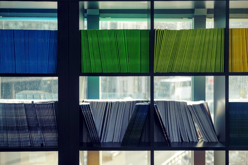 Bookshelves books piles