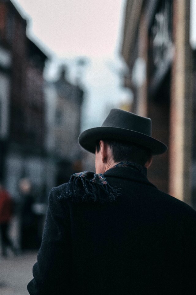 Male walking alone photo