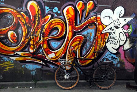 Bicycle wall colorful photo