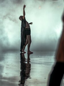 Man dancing rain photo