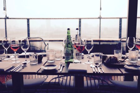 Dining wine bottles