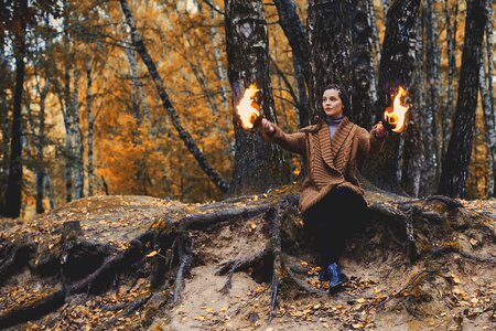 Girl twilight forest