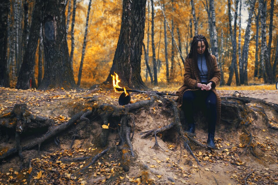 Girl twilight forest