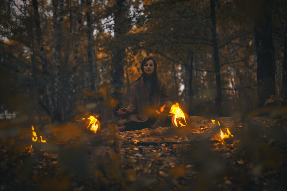 Girl twilight forest
