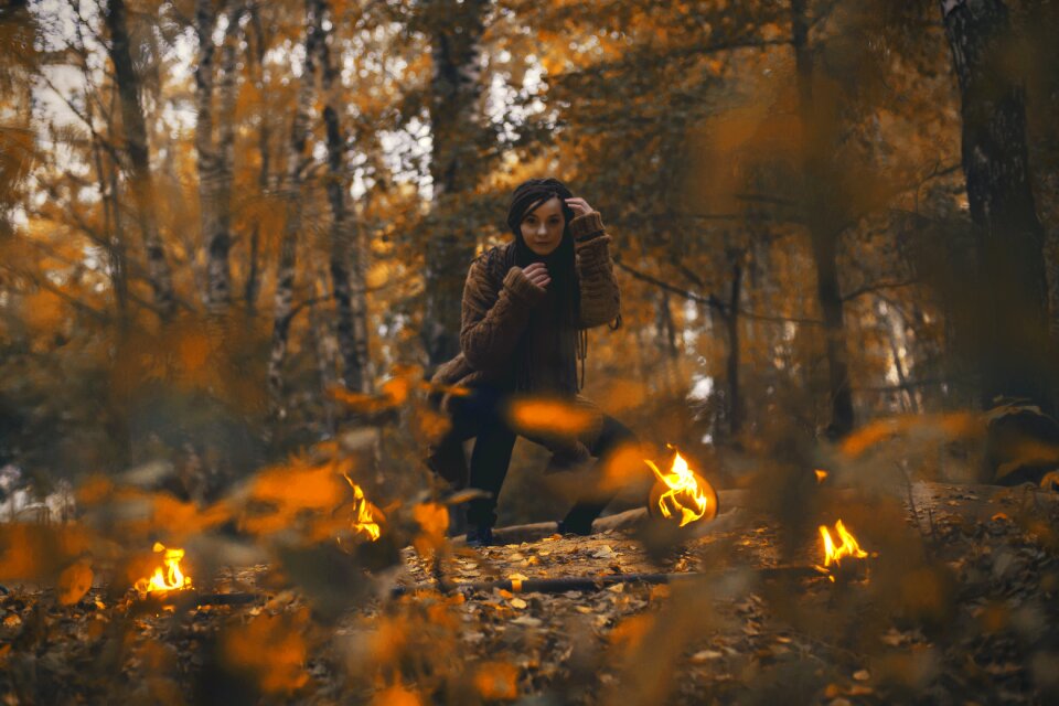 Girl twilight forest