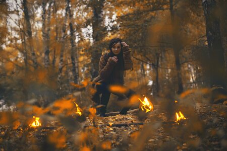 Girl twilight forest