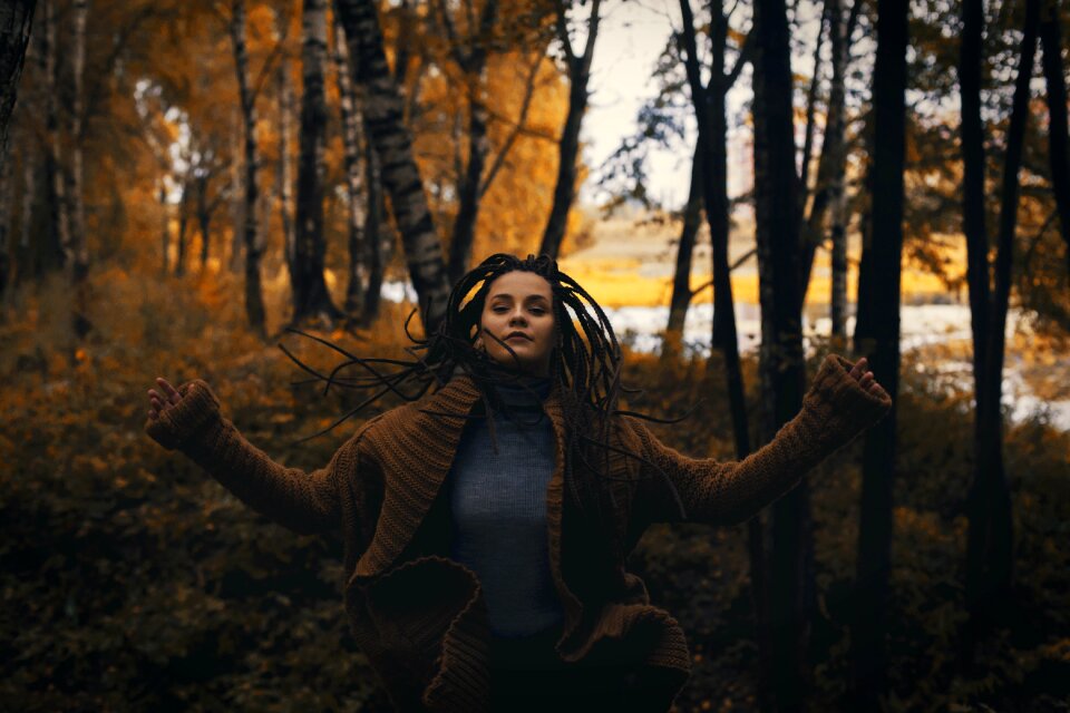 Girl twilight forest