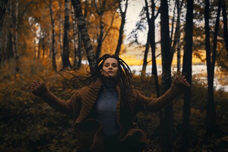Girl twilight forest