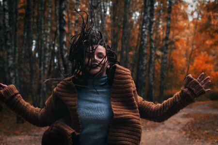 Girl twilight forest