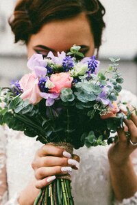 Wedding gown flower photo