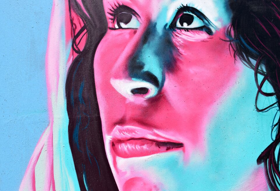 Painting graffiti woman