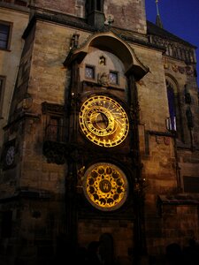 Night old town hall clock