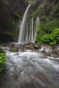 Waterfalls lush vegetation photo