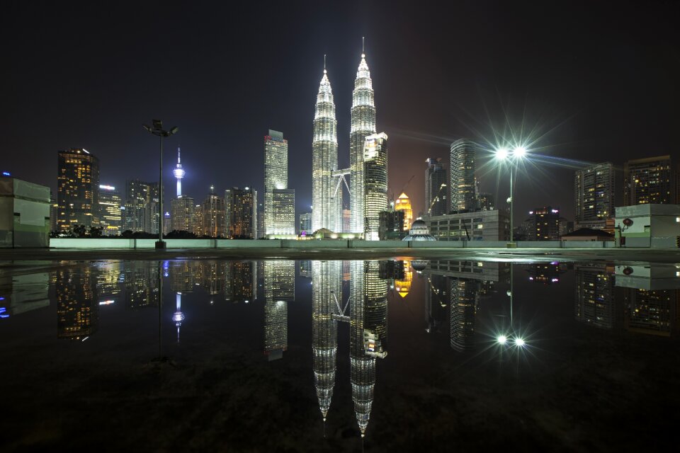 Buildings night lights photo