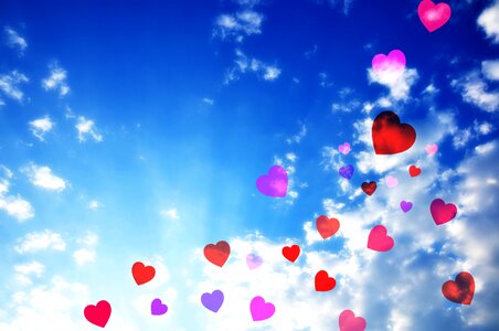 Decoration blue skies hearts in blue skies