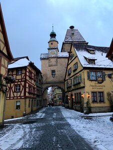 Winter small town bridge