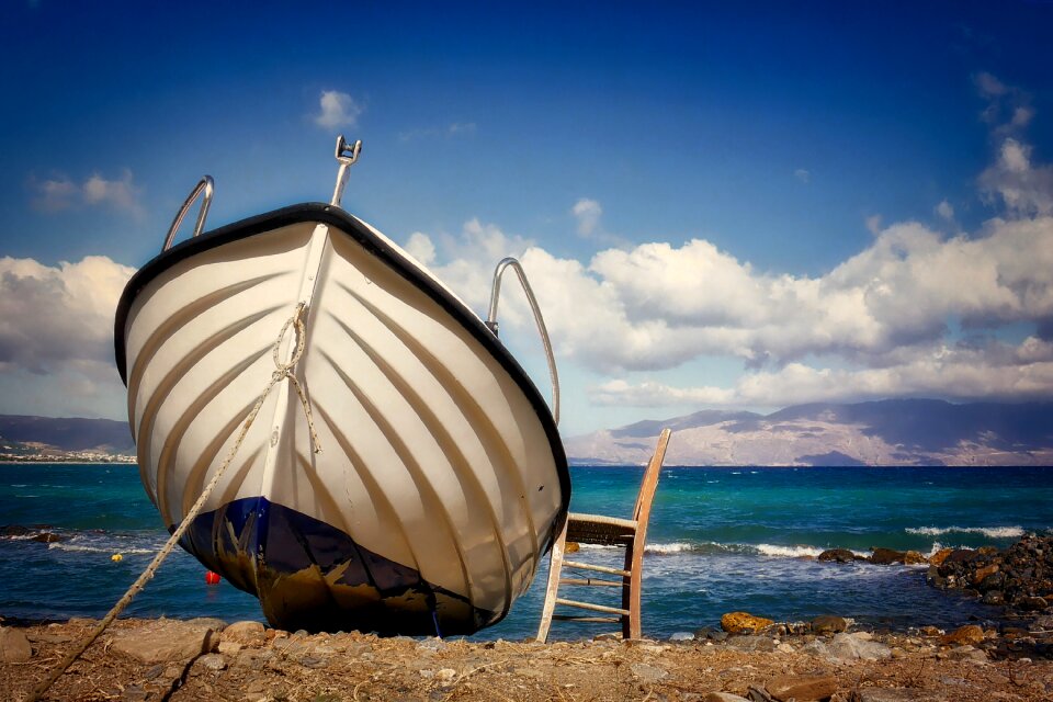 Sky coast fishing boat