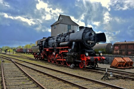 Steam locomotive train railway photo