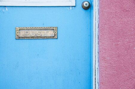 Blue pink door photo