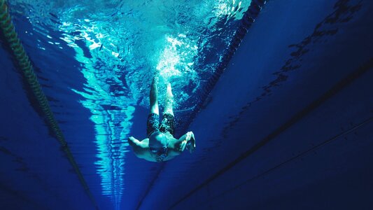 Blue pool underwater