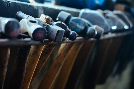 Metal carpenter blue wood