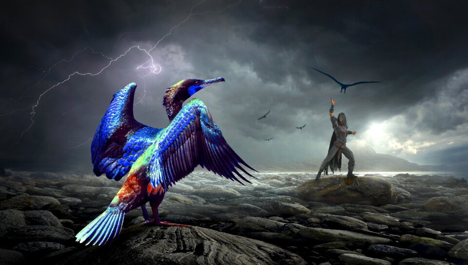 Blue mystical landscape