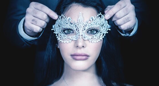 Female mask blue portrait