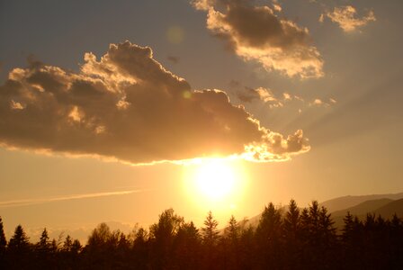 Blue sky white clouds trees photo