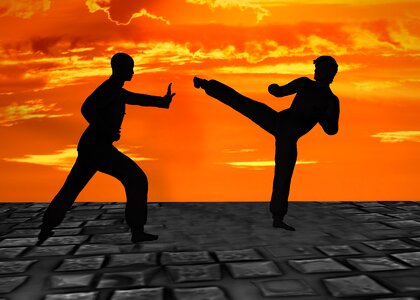 Kick boxing kung fu attack photo