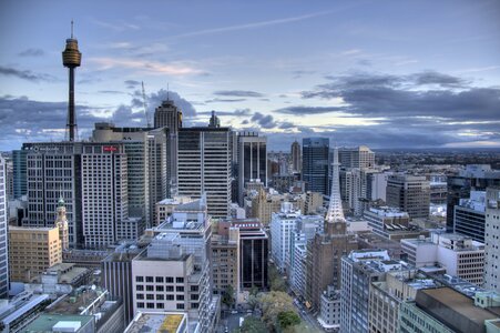 Downtown from above sydney high rise buildings