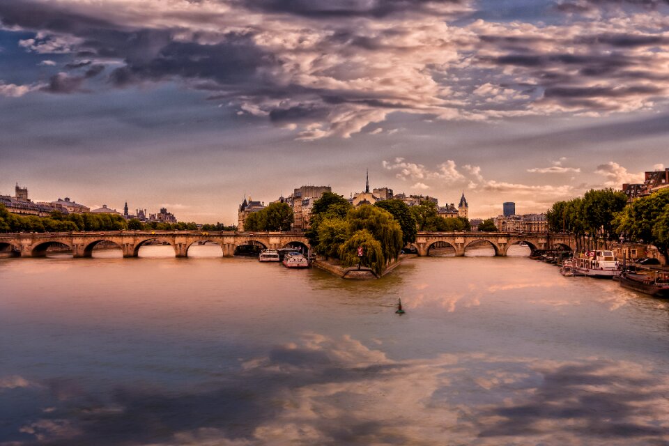 Water evening light reflections photo