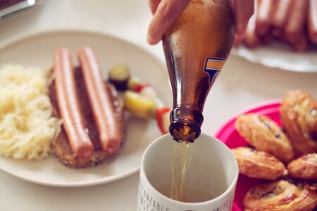 Beverage mug hot dog photo