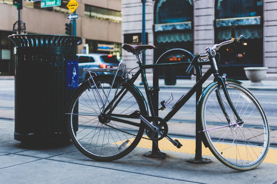 Bicycle trash bin trash photo