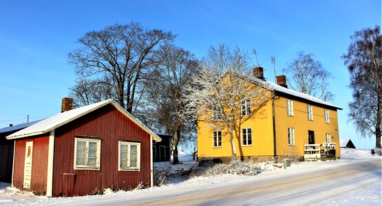 Architecture red house red cottage photo