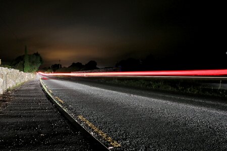 Night road long exposure
