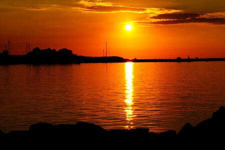 Sunset baltic sea warnemünde photo