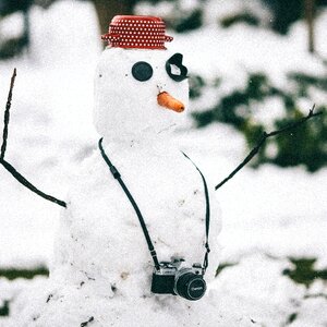Vintage snow snowman photo