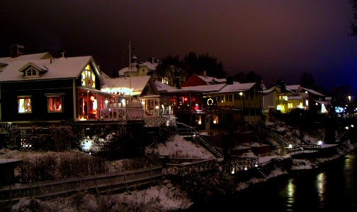 Houses by Gävleån in January, taken from Gammelbron photo